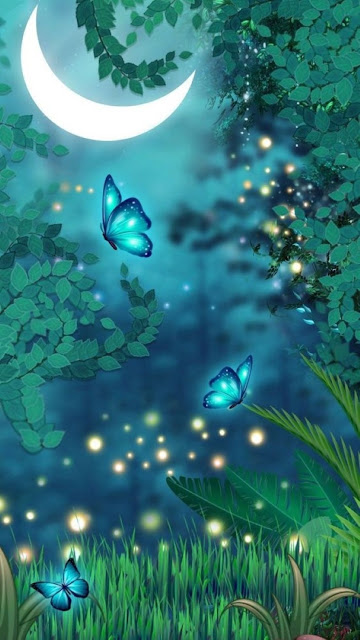 اجمل خلفيات واتس اب مجموعة من الفراشات الزرقاء والخضراء